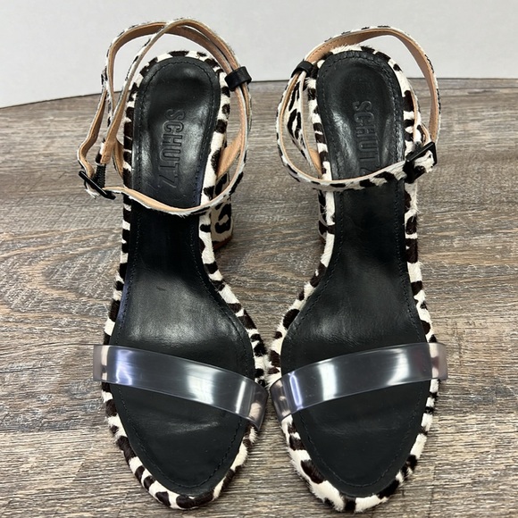 Schutz ELENITA Calf Hair Vinyl Strap Heels Size 7.5 - Picture 2 of 8